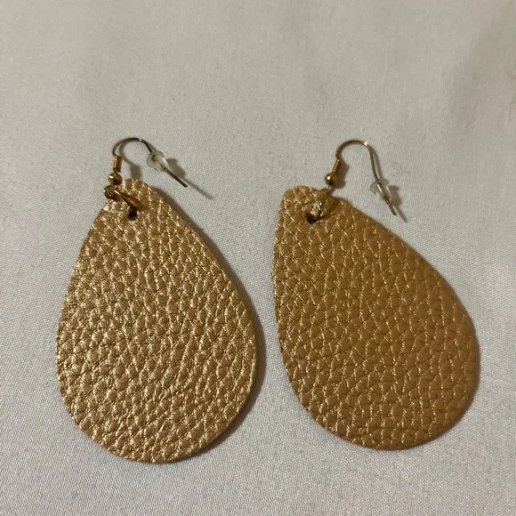 🤎 Brown Leather Teardrop Earrings - Picture 2 of 2